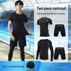 Men's Sun Protection Swimsuit Set: Trunks & Long-Sleeve Top for Summer & Hot Springs