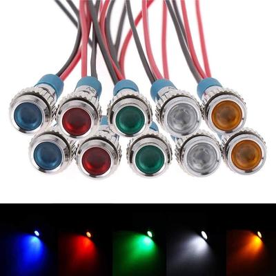 Bkinsety 10pcs 6mm 1/4" LED Metal Indicator Light 12V Waterproof Signal Lamp For Car Boat Truck Van