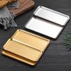 Korean Style Gold 304 Stainless Steel Rectangular Tray with Straight Edges: Perfect for Barbecue, Desserts, and Cakes