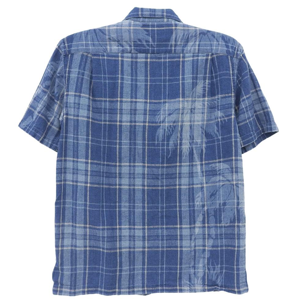 RRL Men's Cotton and Linen Checkered Shirt, Blue, Size M tops M blueUsed