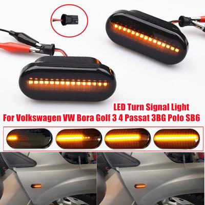 2X LED Dynamic Side Marker Turn Signal Light Indicator for VW Bora Golf 3 4 MK4 Jette Lupo Passat Z2 3BG Polo SB6 SEAT Ibiza T5