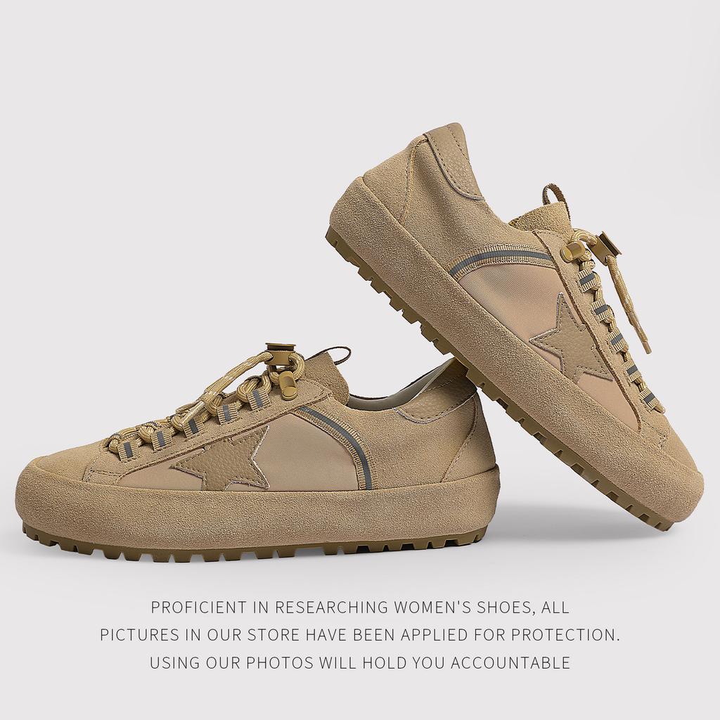 Retro Old Star Shoes Women'S Spring Platform Heightening Leather Casual Sports Shoes Board Shoes