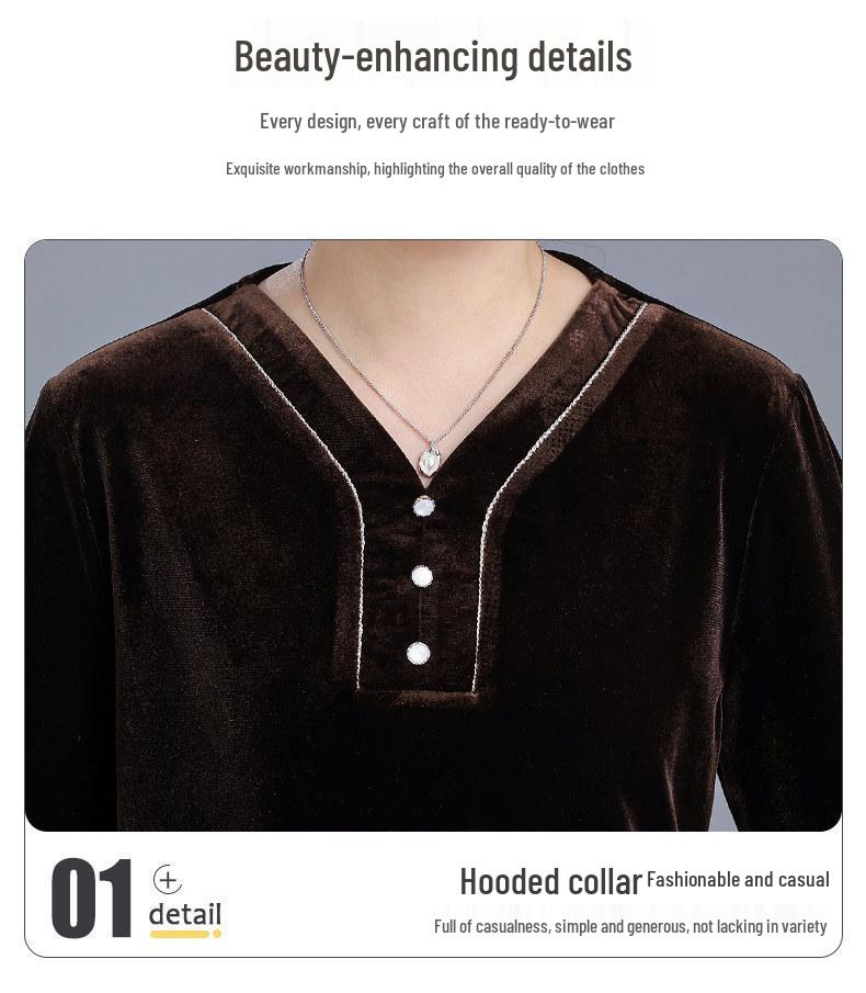 Mom's Autumn 2026 Velvet Hoodie: Stylish Spring & Fall Top for Middle-Aged Women