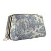 Franse Landelijke Make-uptas Retro Toile De Jouy Leer Reizen Cosmetica Organizer Vrouwen Grote Capaciteit Waterdichte Toiletartikelen Tas