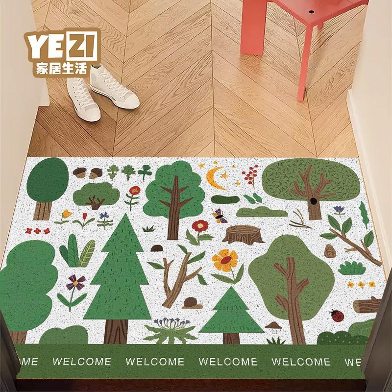 Entrance Door Mat Non-slip Dirt Scraper Cuttable Cartoon Forest Design Home Use