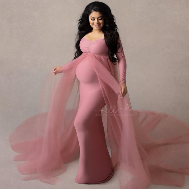 

Stretch Cotton Maternity Photography Dress, Long Gown XL