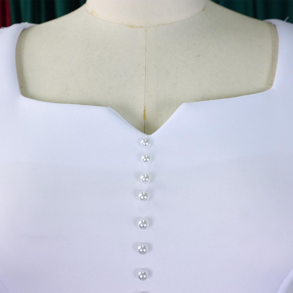 Women Square Neck Elegant Bodycon Dresses Fashion Ruffles Sleeve Beaded Plus Size Party Dress Clothes