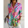 New Women's Shirts Floral Printed Spring Autumn Blouse Lapel Neck Blouse Women Long Sleeve Shirts