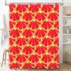 Bold Red Yellow Shower Curtain Decorate Bathroom with Orange Slice Pattern Fabric Bath Mat Waterproof Washable Polyester Backdro