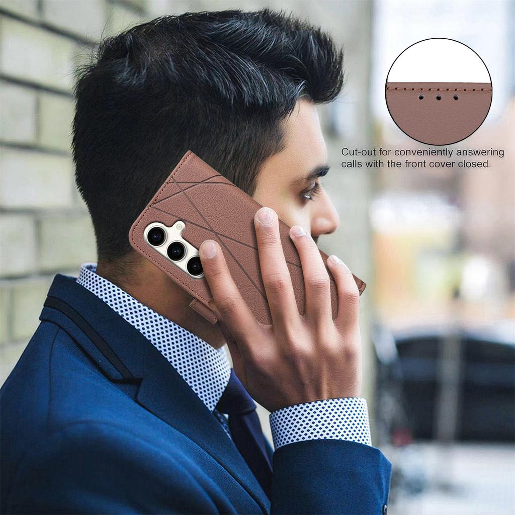 For Samsung Galaxy A15 5G/Galaxy A15 4G Case BINFEN COLOR BF35 Geometry Imprinted Leather Phone Cover RFID Blocking Wallet Stand