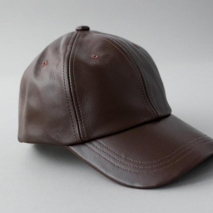 [Rekhatter] Leather Low Cap 6-Panel Cap Men's Baseball Cap Cotton Polo LAMD LEATHER Sheepskin Rh-608 Brown