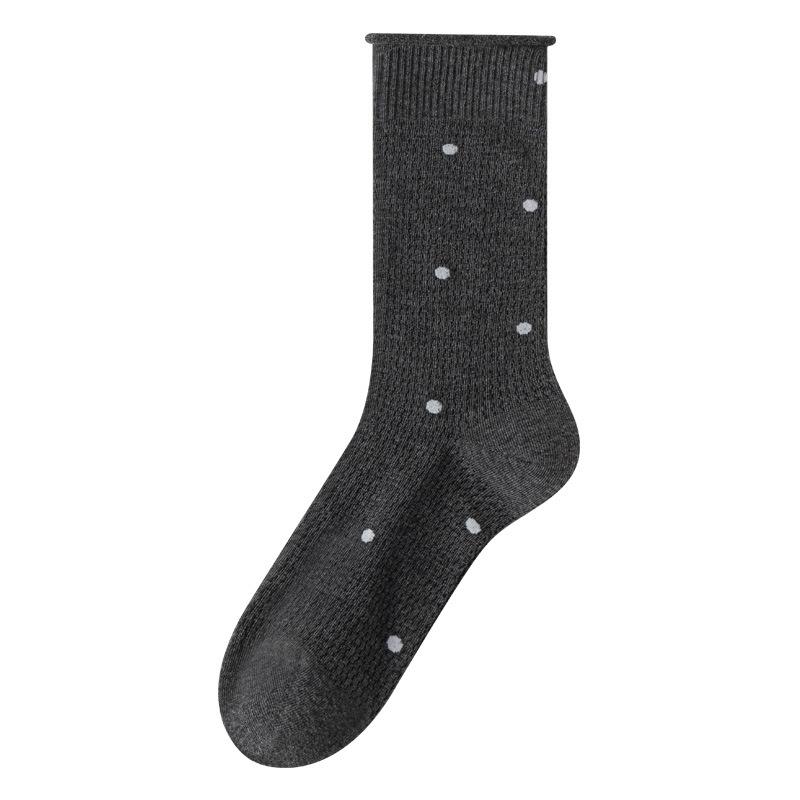 Women's Spring and Summer Thin Style Trend All Go Wave Dot Mesh Breathable Tube Stack Socks