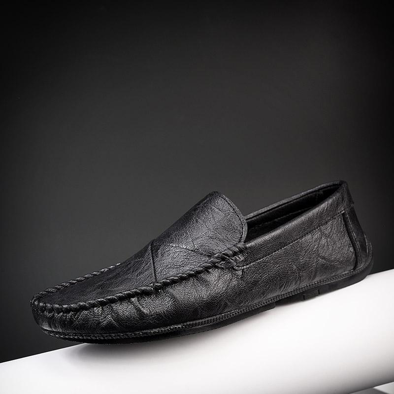 Lightweight Men'S Flat Shoes Comfortable Retro Style Work Leisure Business Office Adult Leather Shoes New Versatile Black