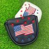 Golf Club Head Cover for Woods Driver Fairway Hybrid Faux Leather Mallet Putter Covers with Magnetic Closure US Flag Pattern Blade Headcover Protector