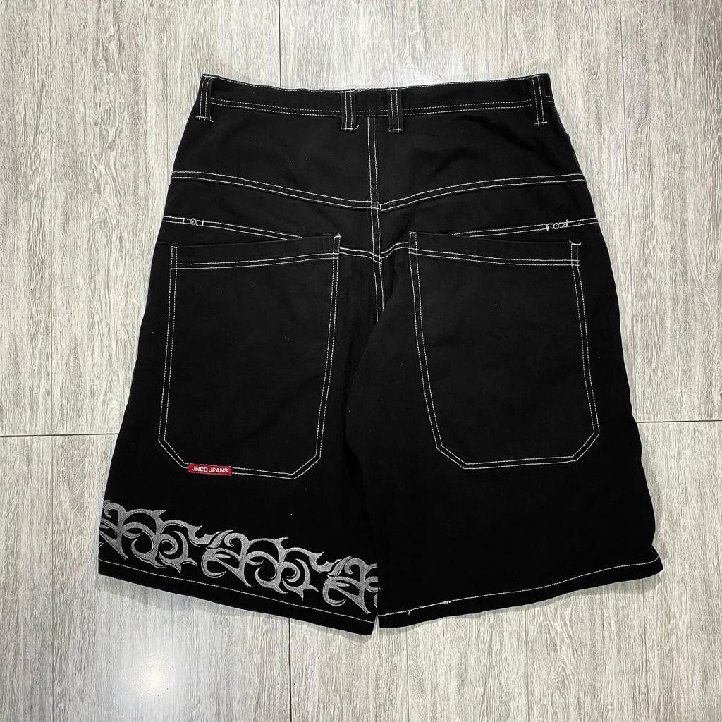 Unisex Y2K Baggy Shorts Vintage American Streetwear Printing Denim Shorts 2000s Hip Hop Men Women Casual Basketball Shorts