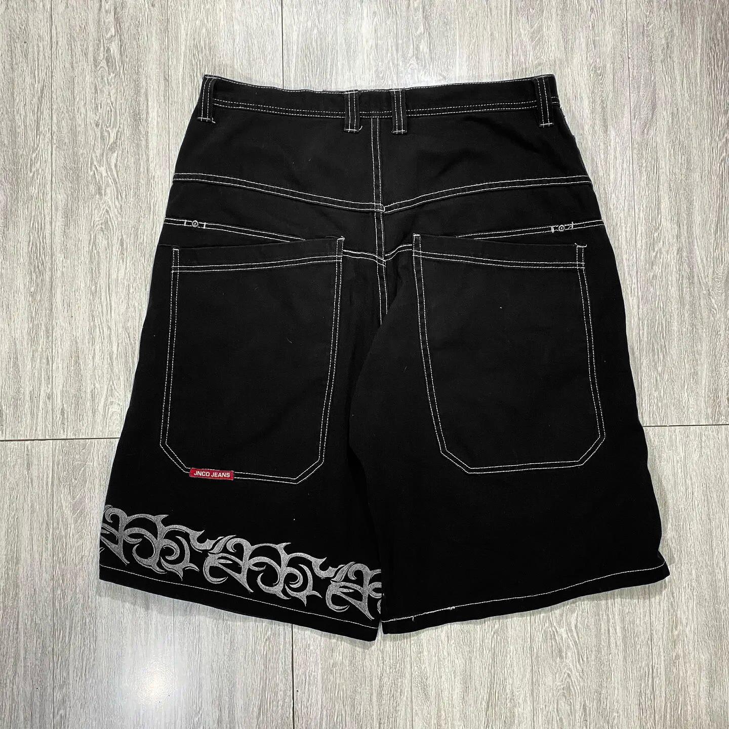 

Унісекс Y2K мішкуваті шорти Vintage American Streetwear друк джинсові шорти 2000-х років хіп-хоп чоловіки жінки повсякденні баскетбольні шорти S