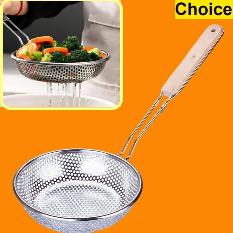 Drewniany Uchwyt Stal Nierdzewna Małe Sitko Drobna Siatka Sitko do Oleju Wielofunkcyjna Siatka Filtracyjna Przesiewacz do Mąki Narzędzia Kuchenne do Pieczenia