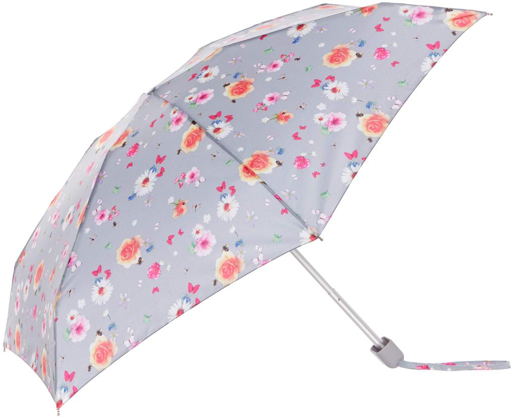 Fulton Mini Folding Summer Sunrise Size F Women's Umbrella, Floral/Light Gray,