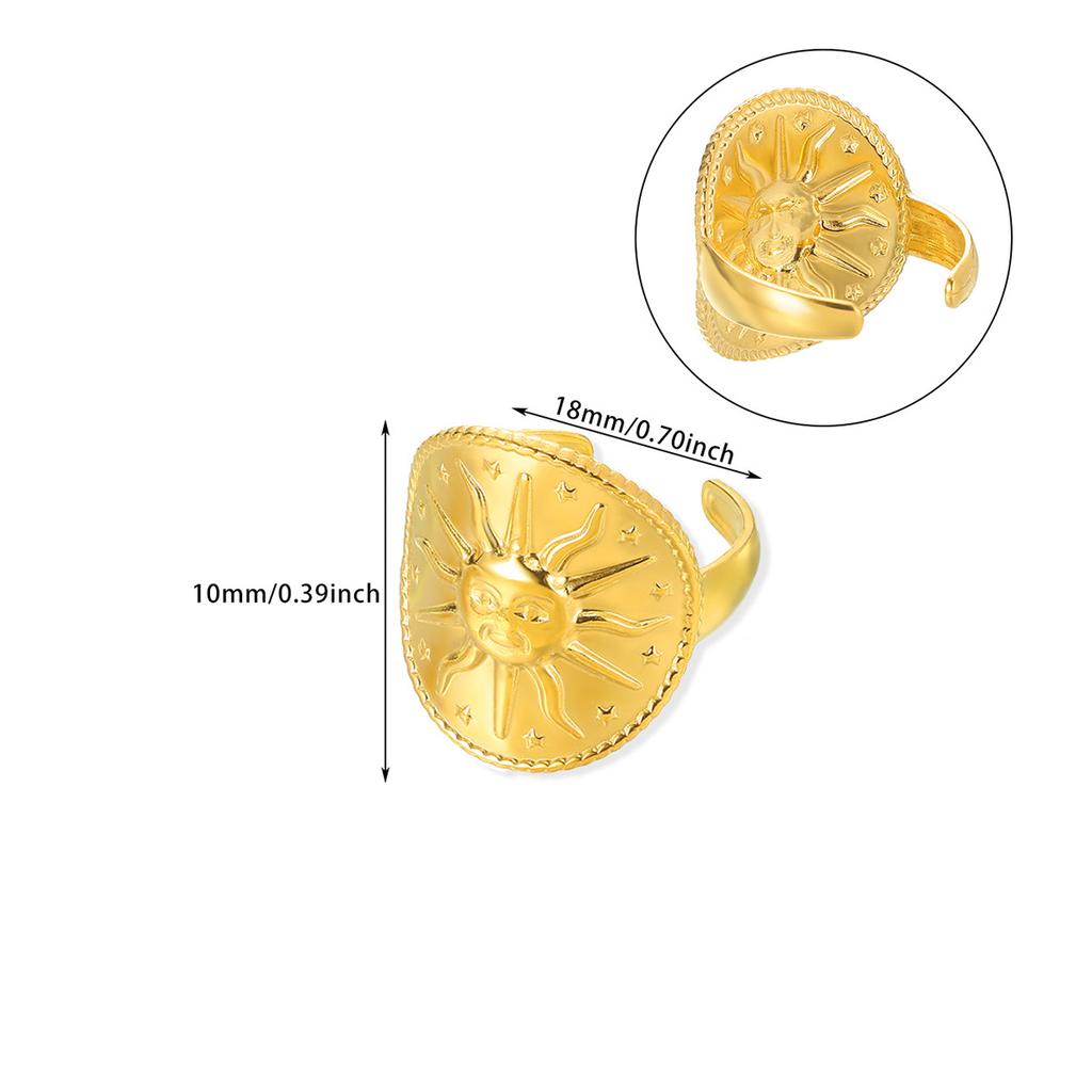 Gold Color Anillos For Women Sun Flower Stainless Steel Open Rings Dailywear Palm Geometric Irregular Jewelry Fashion Punk Gift
