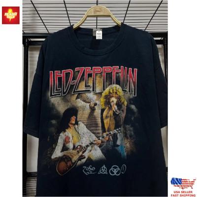 100% cotone TOP UNISEX T-SHIRT UOMO DONNA T-shirt Vintage Band Led Zeppelin, T-shirt Grafica Concerto Leggenda Rock Regalo Per Fan