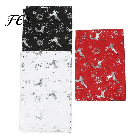 Winter Christmas Scarf Theme for Women, Glitter Sparkly Foil Reindeer Cold Proof Accessory Print Scarves, Lightweight Soft Shawl Wrap Fall Daily
