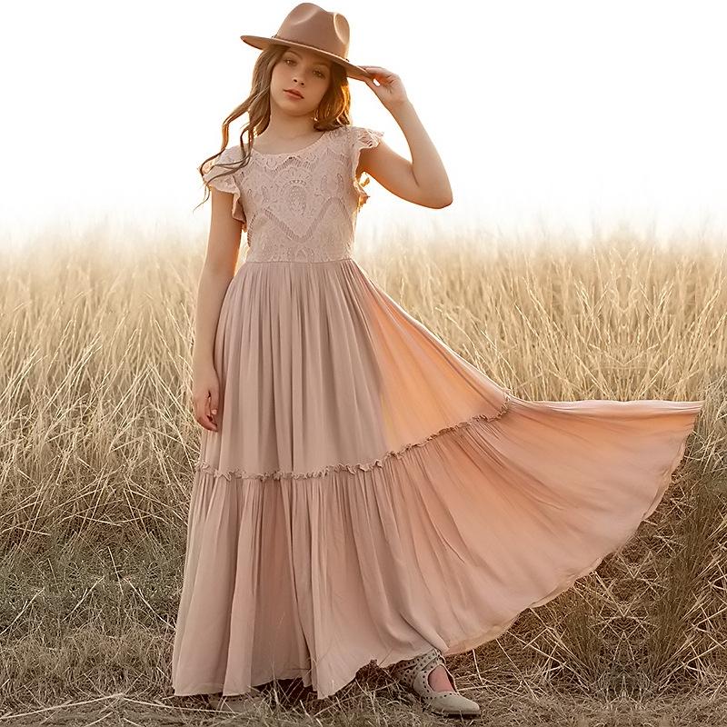2023 Summer Girl Princess Dress Barne Blondekjole