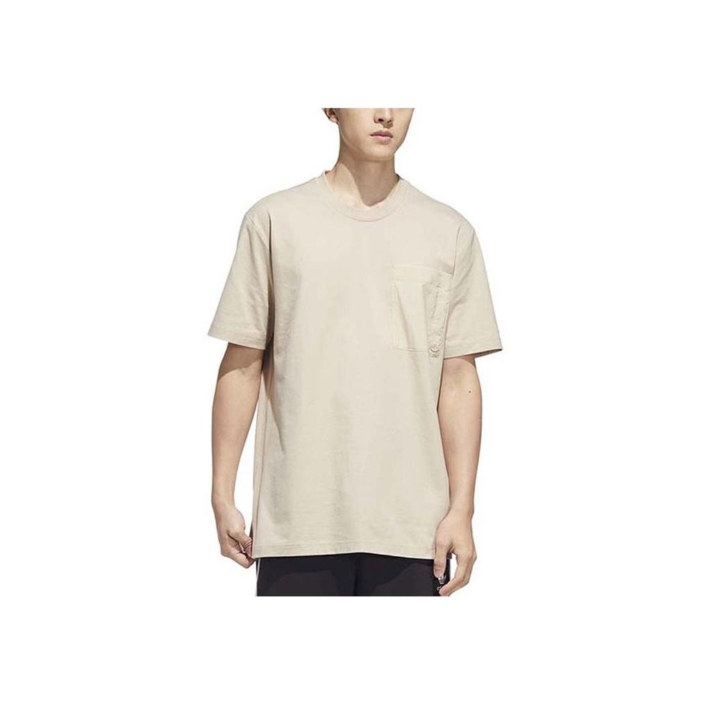 Adidas Originals Trefoil Logo Loose Fit Sports Casual Plus Size Solid Color Pocket Breathable Round Neck Short Sleeve T-Shirt Men T-Shirts HM8010
