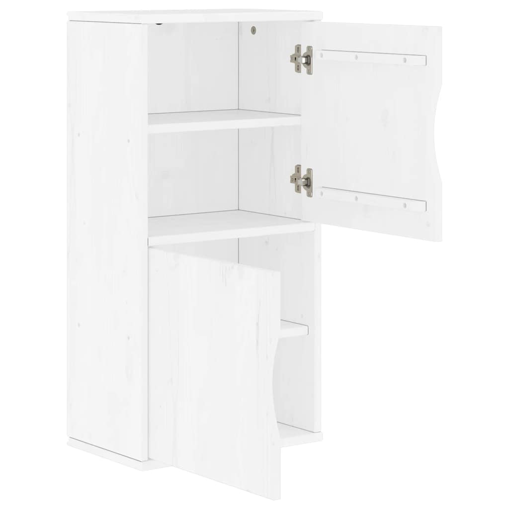 Side Cabinet ODDA White 40x24x79 Cm Solid Pine Wood