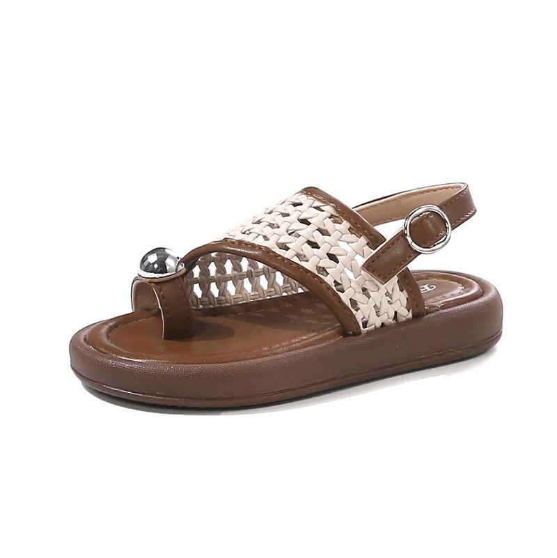 Children's Shoes Girls Flip-flops Summer Sandals for Kids Fashion Braided Beach Shoes Princess Flat Slingbacks I05281
