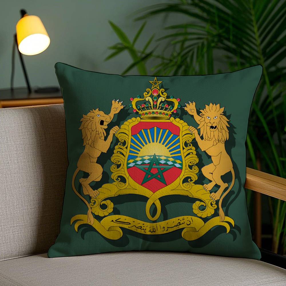 A-Algerian Passport Pattern Pillow Case Home Dorm Chair Back Short Plush Double-sided Printing Office Nap Time Cushion Cover