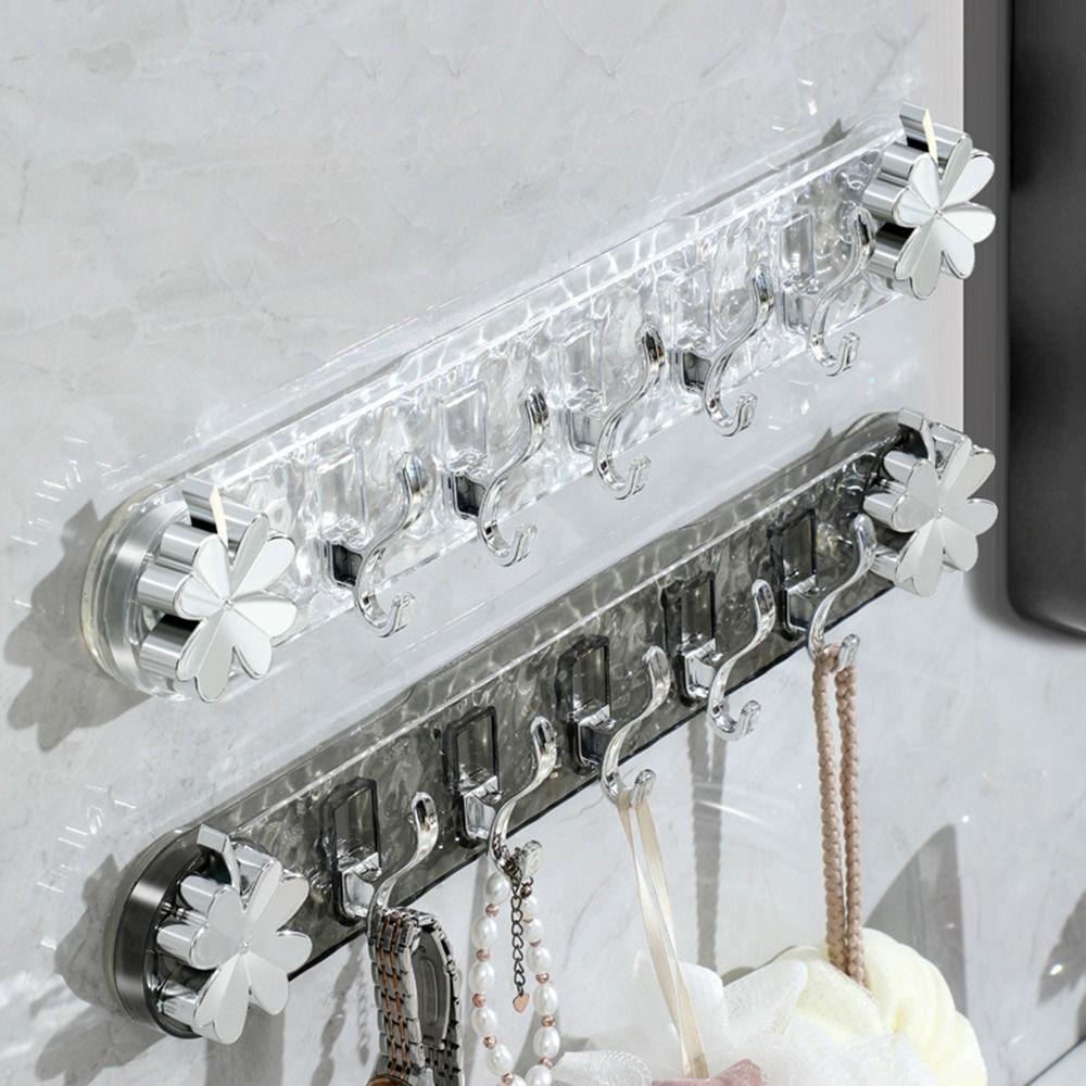 Plastic Strong Suction Cup Hooks 5 Hooks Sundries Storage Hook Durable Clothes Coat Hooks  Bathroom