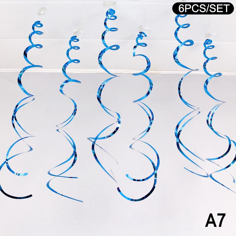 6Pcs Spiral Pendant Dangling Swirls Metallic Ceiling Hanging Streamers Ornament Christmas Wedding Birthday Balloons Decorations