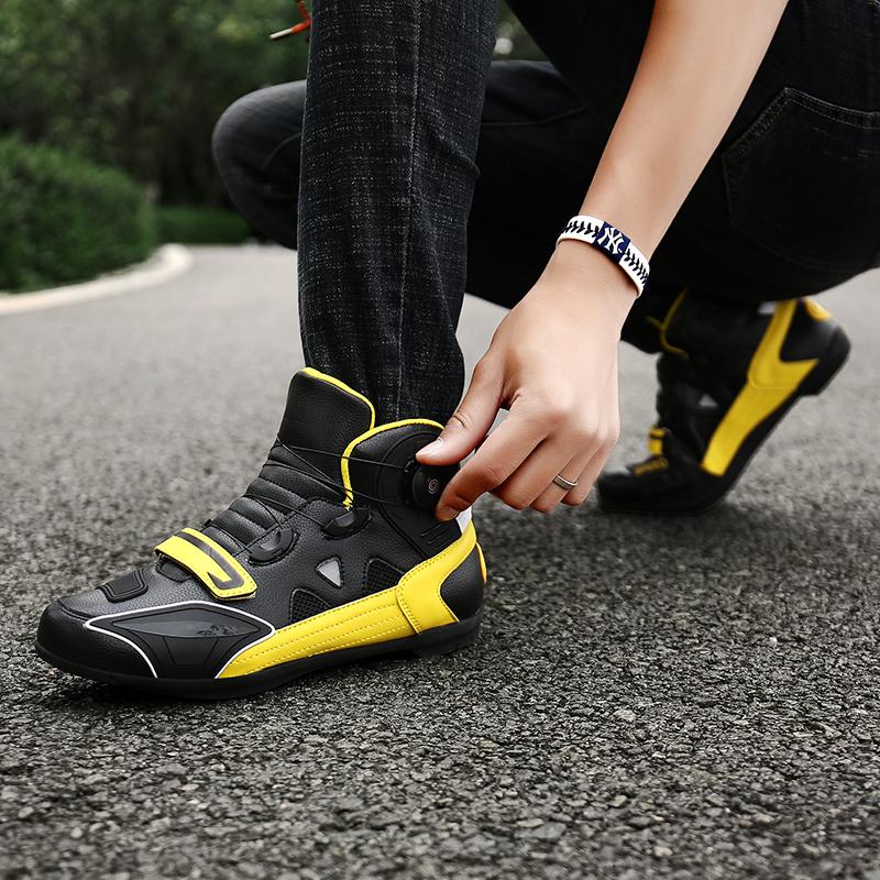 Hochwertige Unisex-High-Top-Motorradstiefel mit drehbarem Knopf, Motorrad-Reiten, Rennen, Offroad-Stiefel