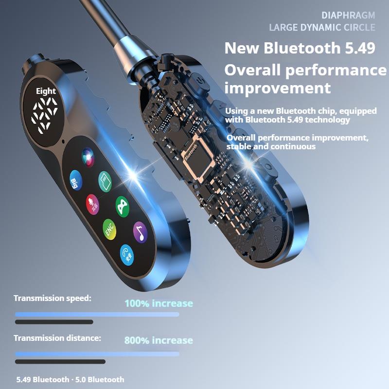 For Live Karaoke HD Screen Wireless Bluetooth 5.4 Headphones HiFi Sound Neckband Earphones Sports Gamer Headsets Noise Reduction