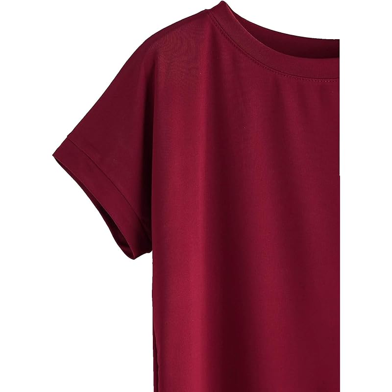 Fabricorn Combo of Plain Color Stylish Up and Down Cotton Tshirt for Women, Short Sleeve, Round Neck (Maroon) XL малиновый