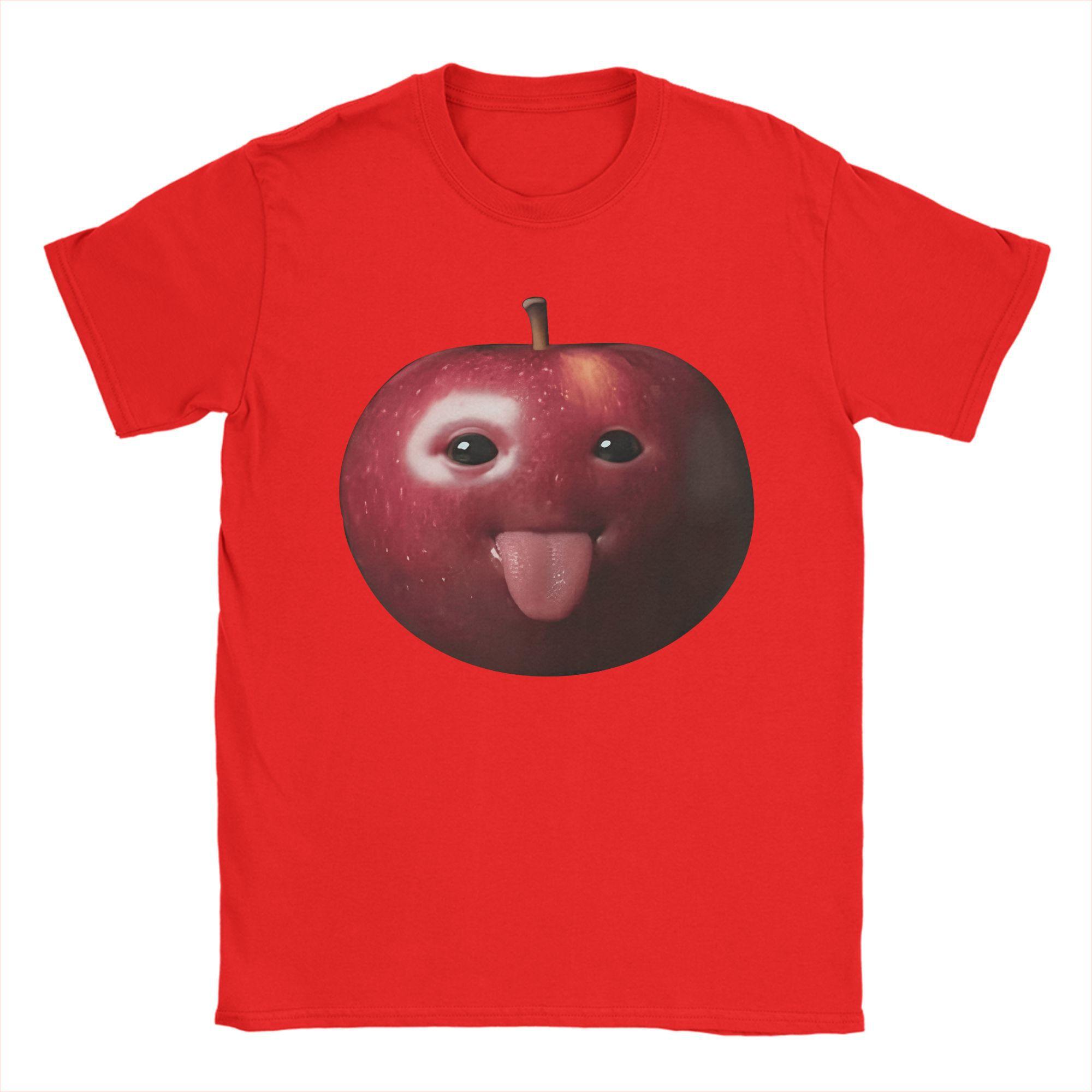 Funny Silly AI Apple Gen Z Meme BrainRot Humor Tongue Out T-Shirt Men Novelty Pure Cotton Short Sleeve New Arrival Clothing S