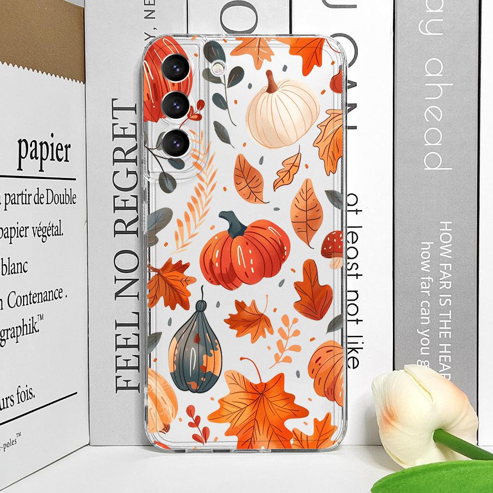 Cartoon Autumn Pumpkin Fall Maple Leaf Halloween Phone Case for Samsung Galaxy A55 A54 A53 A14 A16 A36 A35 A13 15 A25 Soft Cover