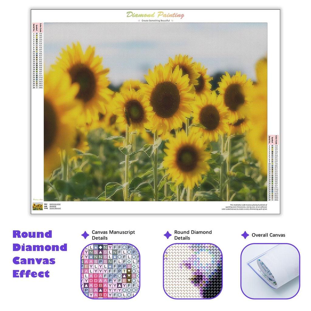 Diamond Painting Full Round Sunflower Cross Stitch Kit Embroidery For Adults Mosaic Picture Rhinestones For Home Decors 30x40cm/12x16inch