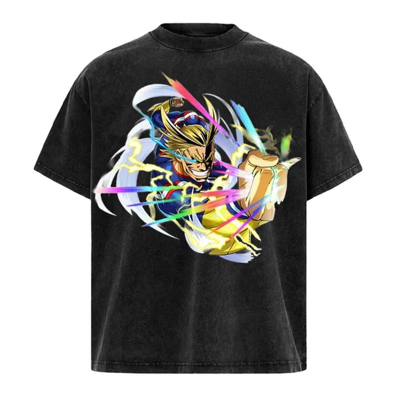 

Anime My Hero Academia All Might Graphic T Shirt Men Short Sleeve Clothing Oversized Tshirt Washed Cotton Tee Harajuku T-shirt XXL