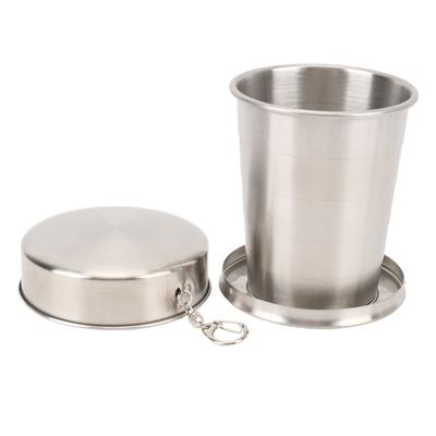 Stainless Steel Collapsible Cup Outdoor Travel Camping Portable Folding Cup with Keychain for