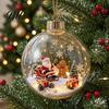 Acrylic Christmas Balls Glowing Ball Ornaments, Light-Up with Mini Holiday Scene, Clear LED Winter Scene Ornaments Tree Hanging Decor Warm Light