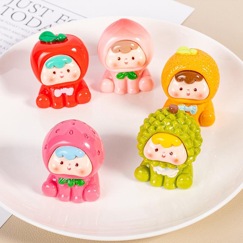 Miniature Figurine Mini Cute Car Interior Decorations Cartoon Fruits Doll Luminous Home Decoration Accessories Crafts Gifts