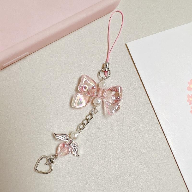 Elegant Heart Phone Lanyard Charm Aesthetic Accessory Wallet Adornment Phone Embellishment Suitable for Backpack Key