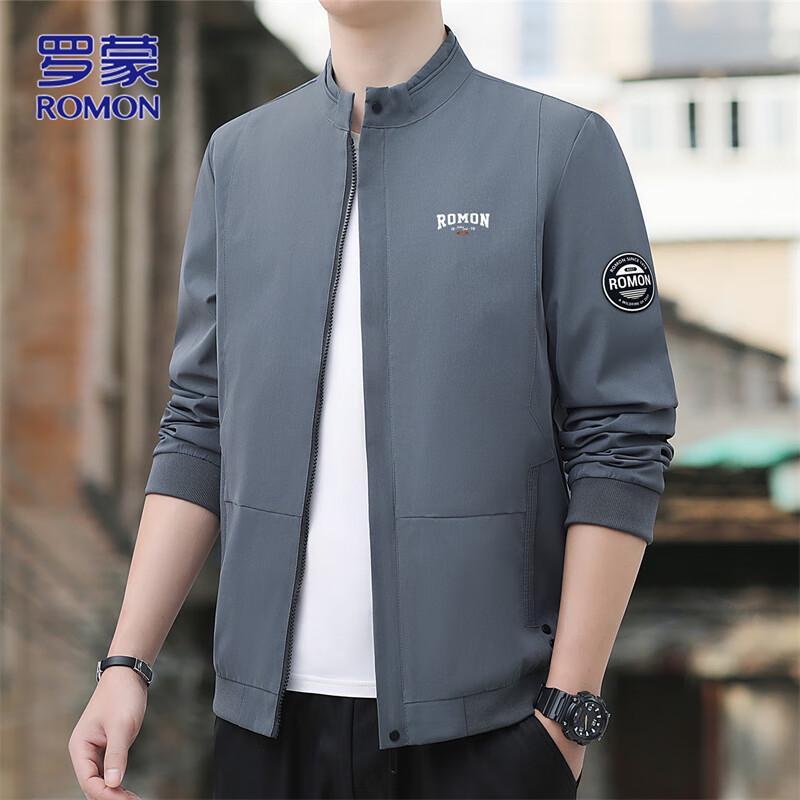 ROMON Men's Stand Collar Casual Business Baseball Jacket