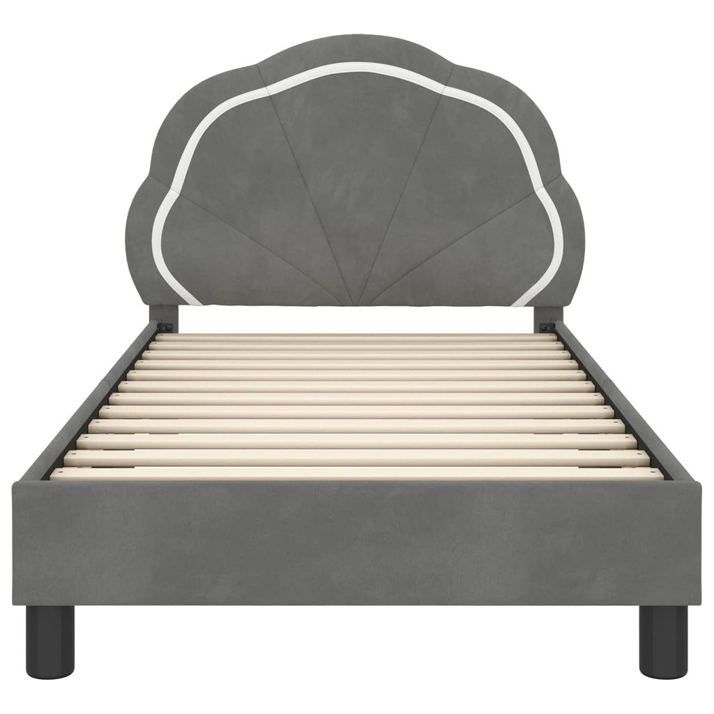 Kids Bed Frame with Headboard Dark Grey 80 x 160 cm Velvet