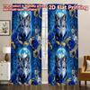 2D FLAT PRINTING 2pcs Curtains (Without Rod) Moonlit Wolf with Roses Contemporary Modern Curtains Yarn Curtains Crescent Moon