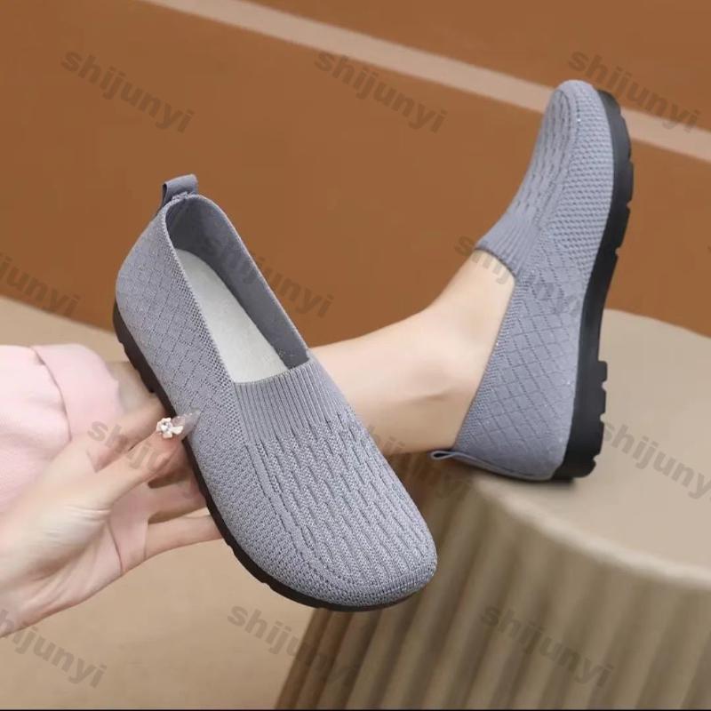 Fashion Women's Soft Sole Casual Shoes Summer New Breathable Fashion Slip on Flats Lightweight Comfortable Non Slip Vintage Mesh Shoes