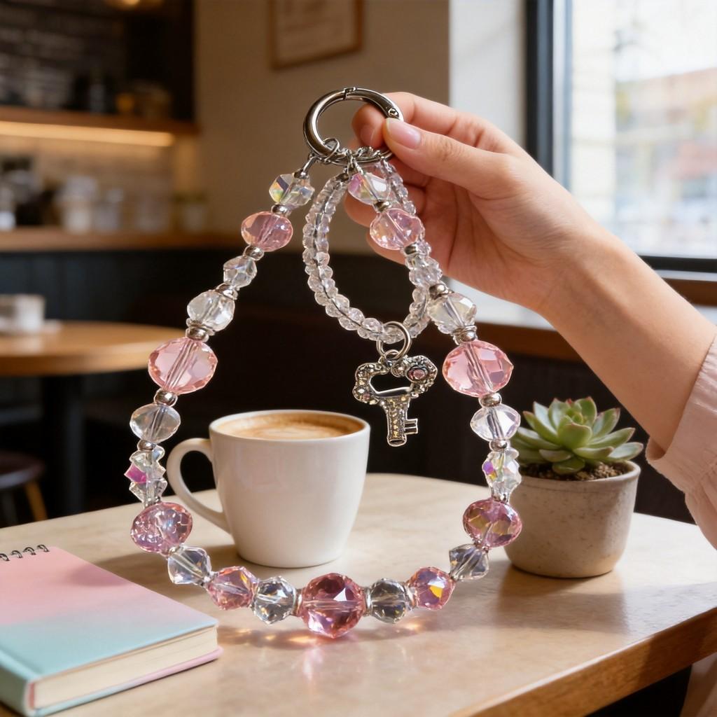 Crystal Cat Keychain Phone Lanyard With Handcrafted Pvc Design For Girls And Boys