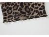 2025 European & American Women's Leopard Print One-Shoulder Semi-Sheer Long-Sleeve Top.