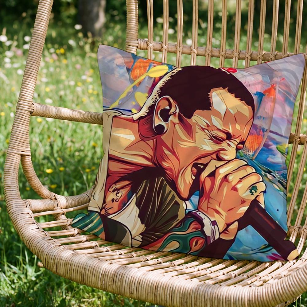 Stylish CChester Benningtonead Cushion Cover Versatile DoubleSided Pillow Case Fit for Sofa Bed Car Daily Decor